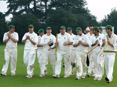 The team leave the field after securing the Div 1 title
